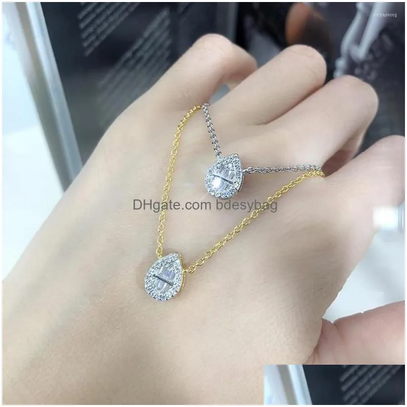 pendant necklaces heart chains necklace for women aesthetic waterdrop shiny iced out zircon crystal choker korean fashion jewelry gift