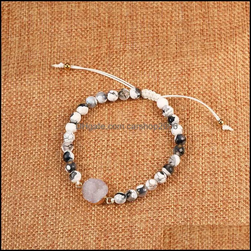  arrival 6mm nature stone agate beads bracelet with friendship card for women adjustable druzy handmade braided bracelet fashion