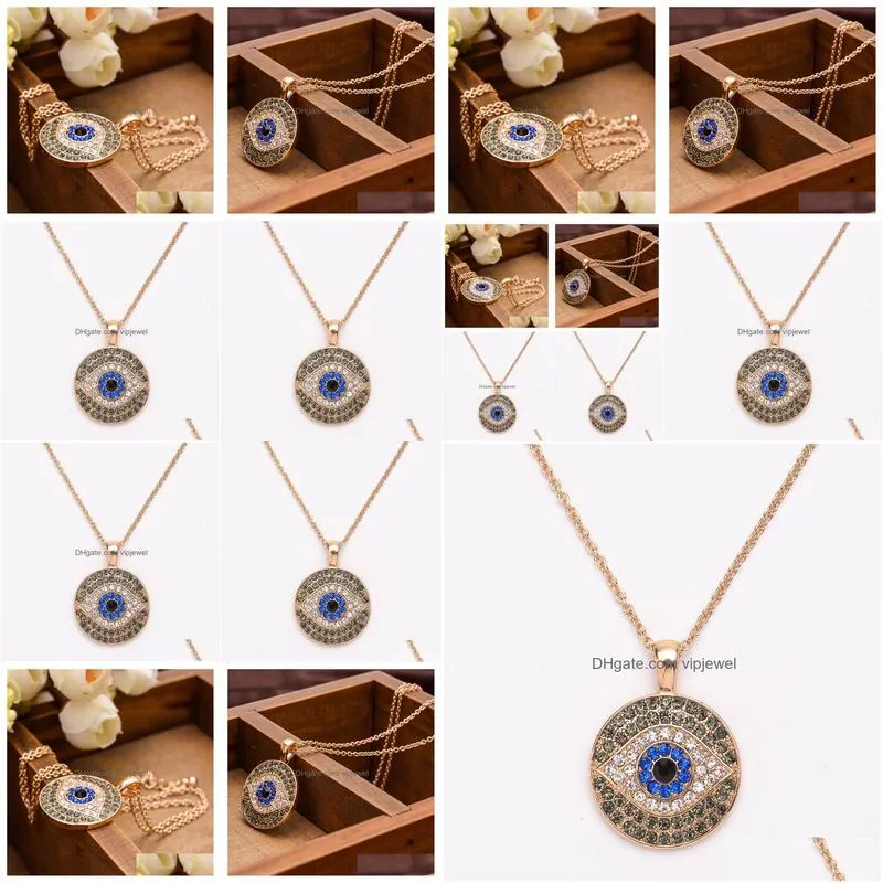 turkish symbol evil eye necklace blue eye crystal rhinstone pendant necklace sweater necklaces