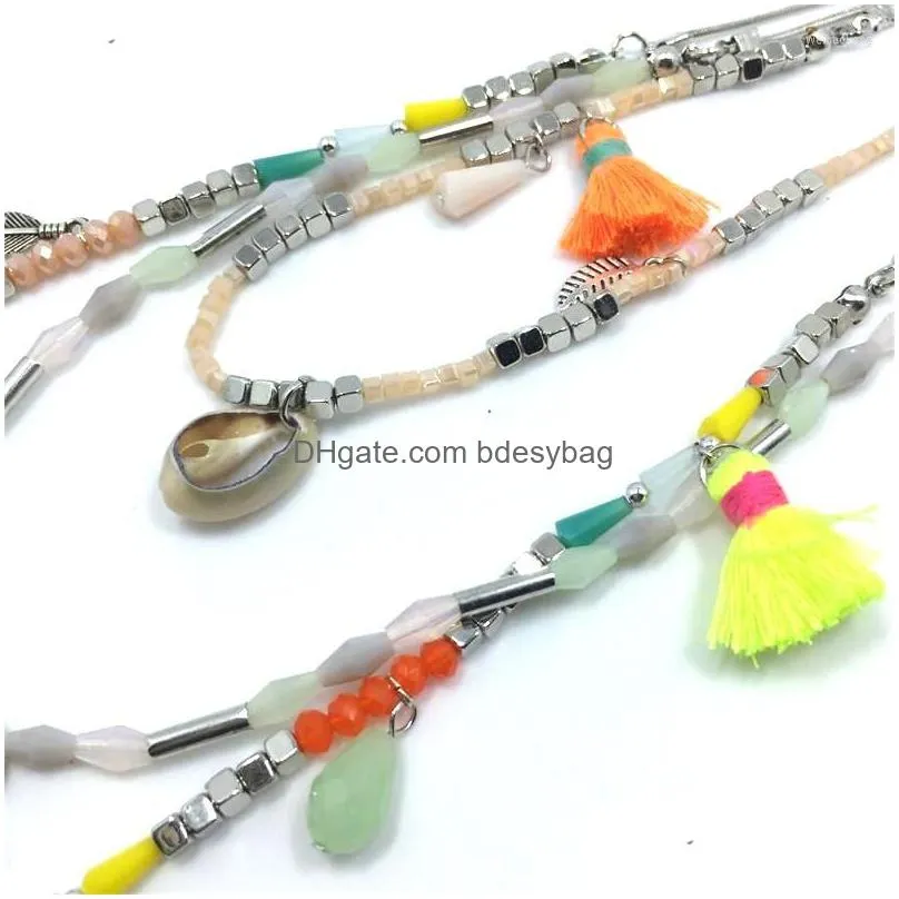 pendant necklaces arrived fashion spring jewelry colorful crystal beads string chain bohemia tassel lady dress beach holiday necklace