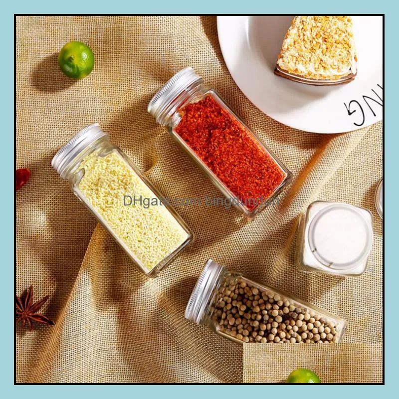 seasoning jars kitchen organizer storage holder container glass seasoning bottles with cover lids camping sn3745