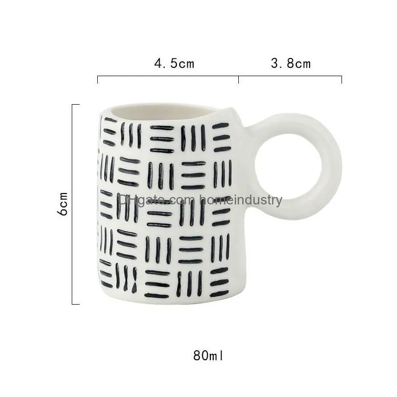 mugs nordic small geometric design espresso cups ceramic hand painting coffee latte mug cup table drinkware microwave dishwasher safe