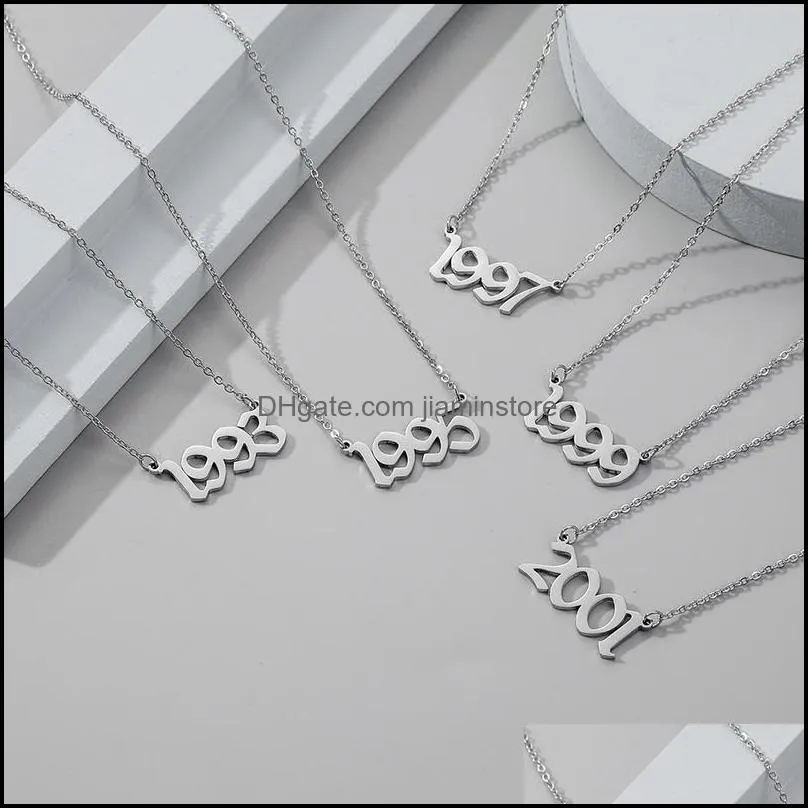 personalize year number necklaces for women birth special date 1982 1989 2000 1999 birthday gift from 1980 to 2022