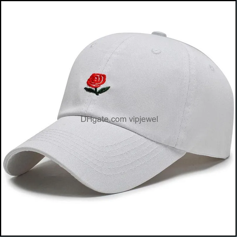 woman embroidery cotton baseball cap boys girls snapback hip hop flat hat cotton rose embroidered baseball cap fashion wild hat