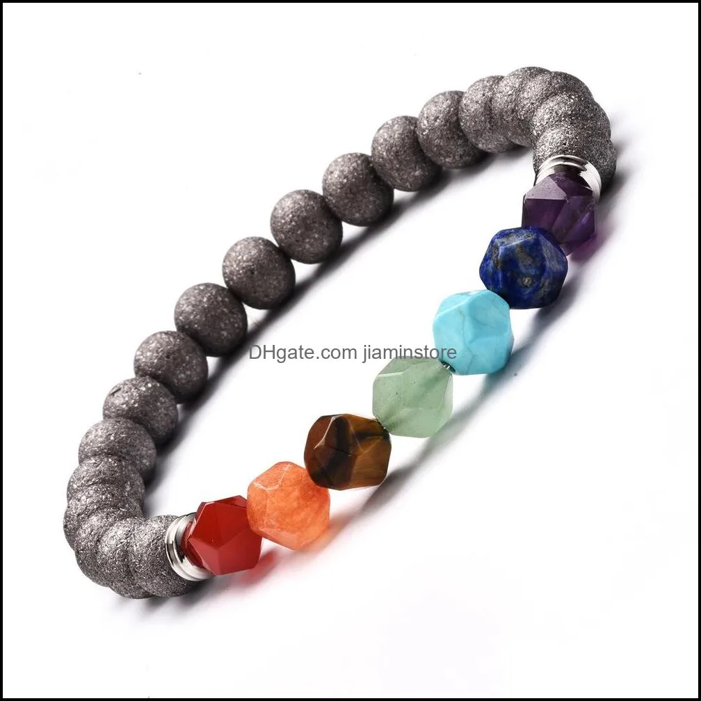natural stone bracelet crystal quartz healing point 7 chakra stone bracelet