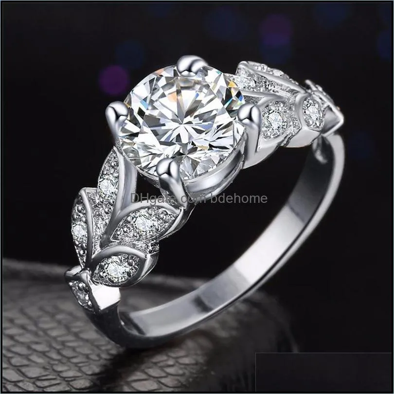 classic engagement cluster rings for women men aaa white cubic zircon female rhinestone wedding band cz ring jewelry