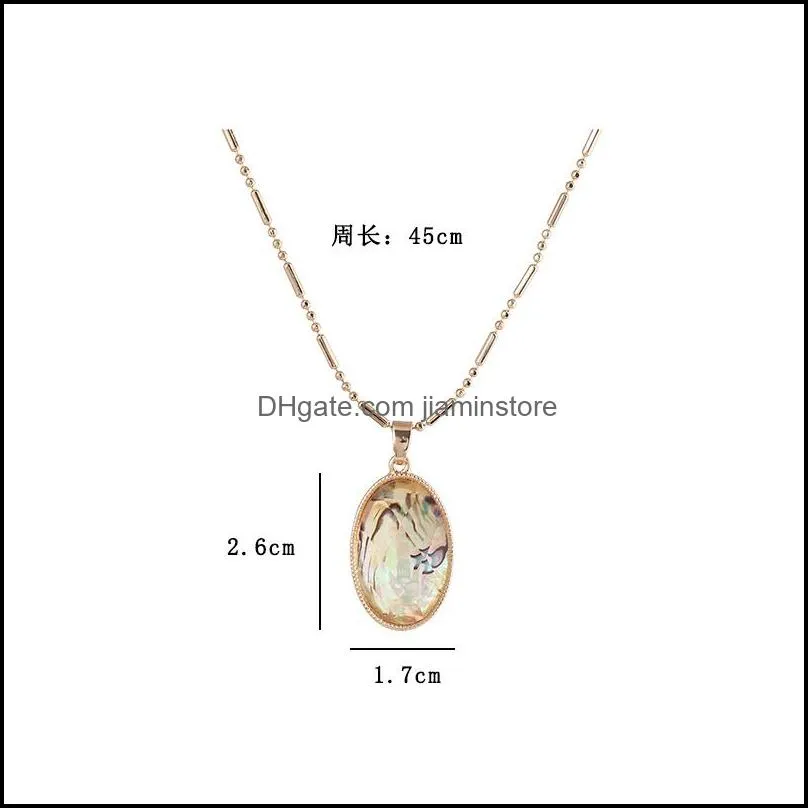 fashion oval abalone shell pendant necklace gold plated necklaces for women jewelry