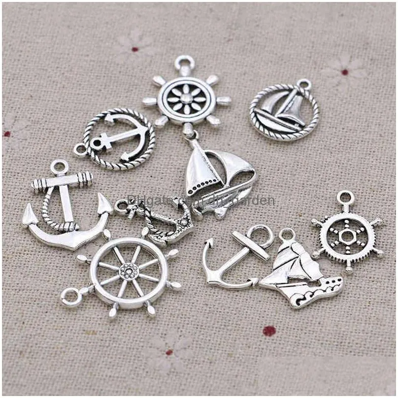 anchor boat charms pendant for jewelry making bracelet earrings necklace diy accessories craft mix 20pcs