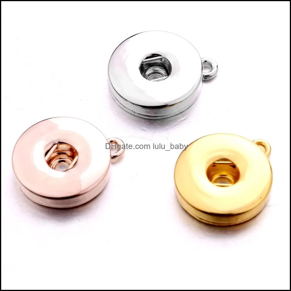 silver rose gold alloy 18mm ginger snap button base charms pendants for snaps bracelet earrings necklace diy jewelry accessory