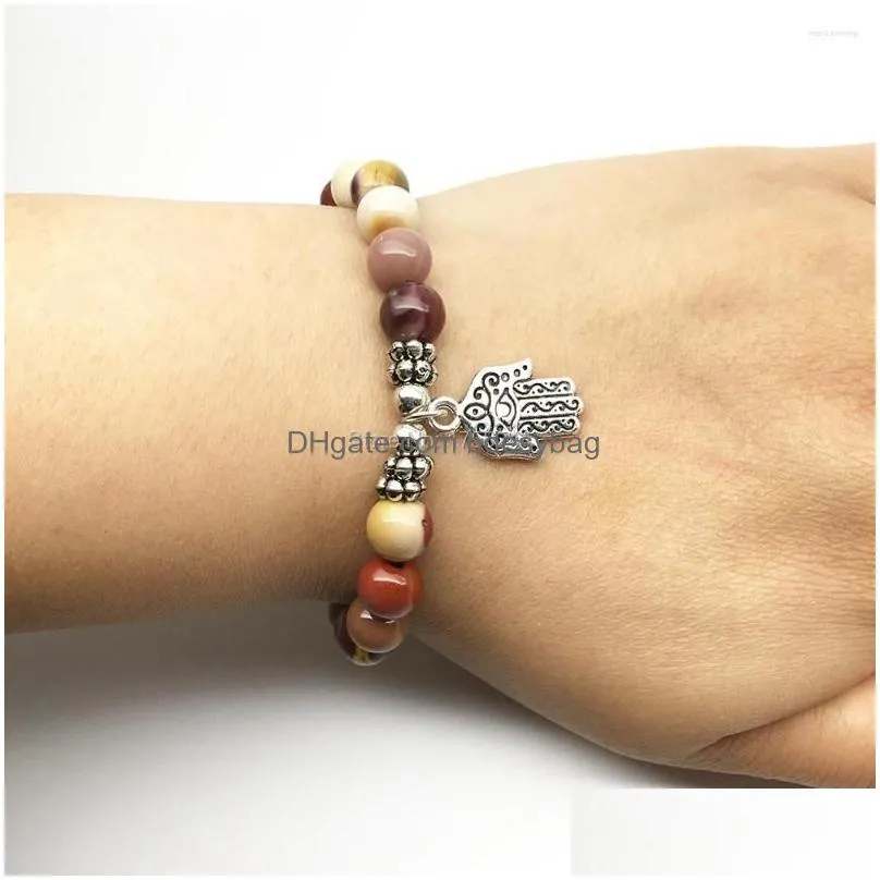 strand sn1322 fashion bracelet for women high quality hamsa charm mookaite stone jewelry handmade wedding gift her