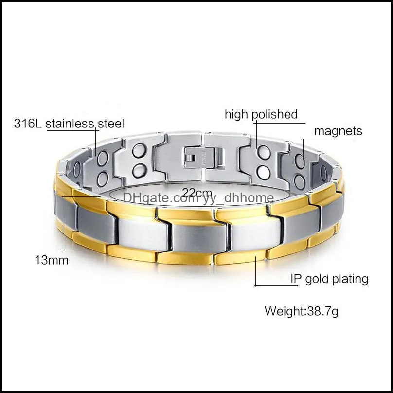 fashion 22cm mens bracelet health magnet jewelry power care magnetic bracelet jewelry therapy balance and energy fathers day gift