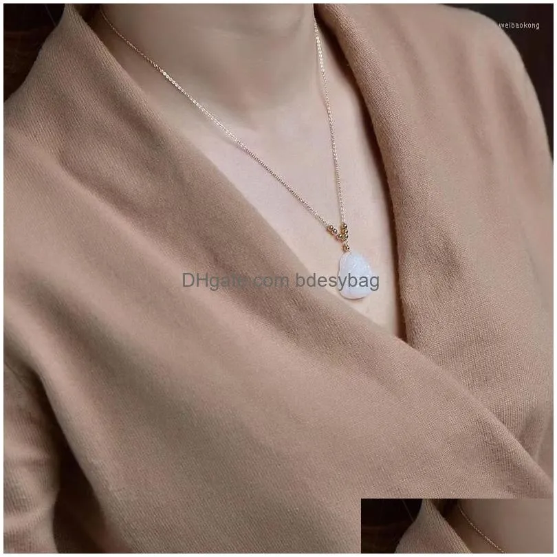 pendant necklaces wholesale hetian white natural stone laughing buddha clavicle chain necklace charm fashion jewelry