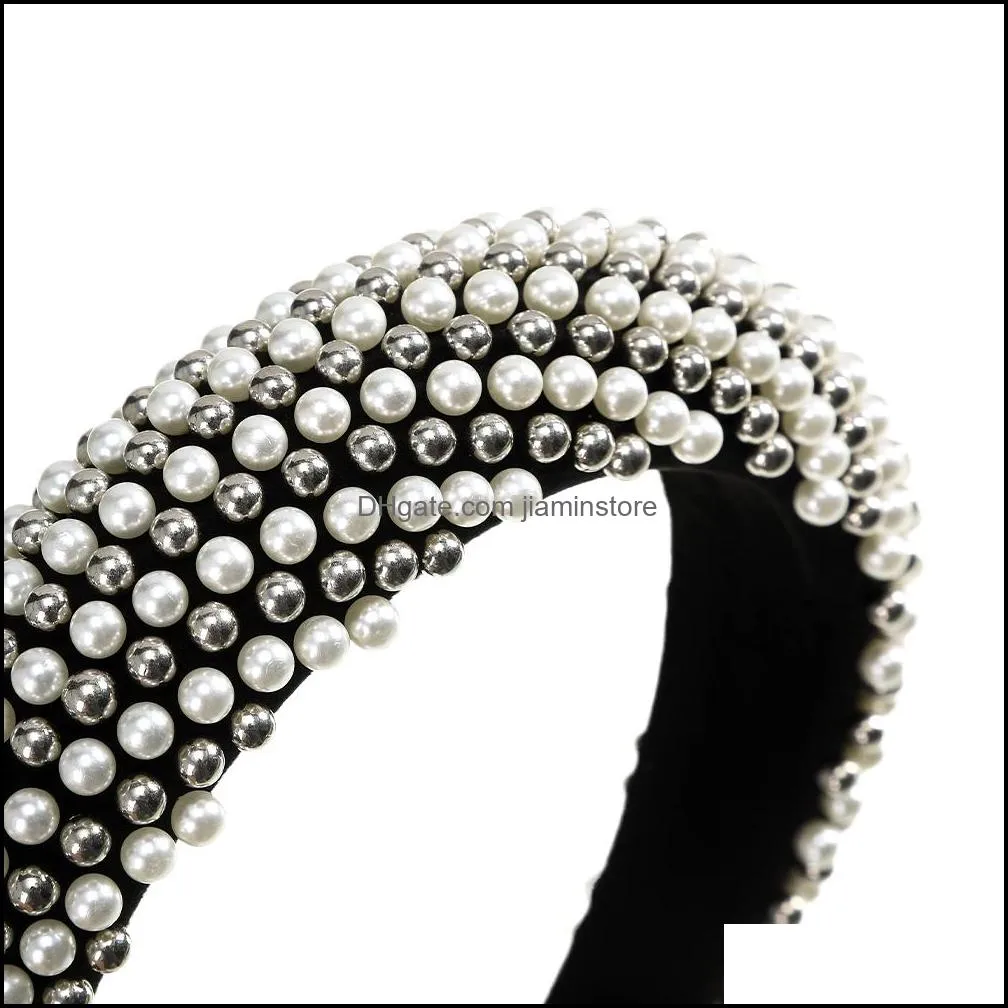 imitation pearl hair hoop vintage hair bands for women luxury simple tiaras performance party decoration headwear