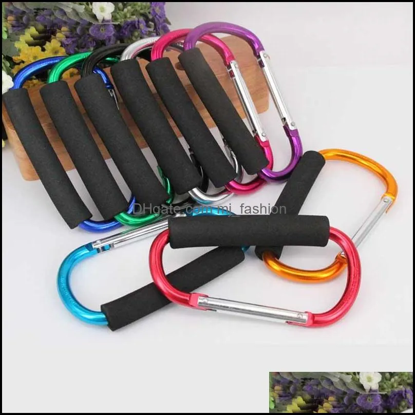 large dstyle key rings carry handle with sponge for shopping bags stroller carrying multipurpose snap hook buckle dhs