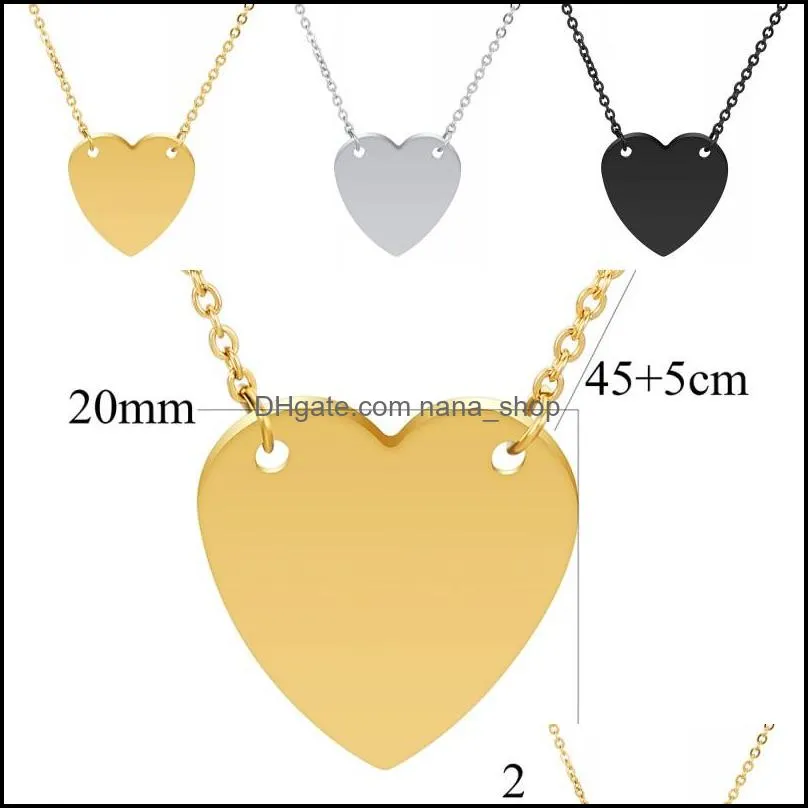 fashion stainless steel necklace for women and men heart dog tag necklace couple pendant necklace jewelry