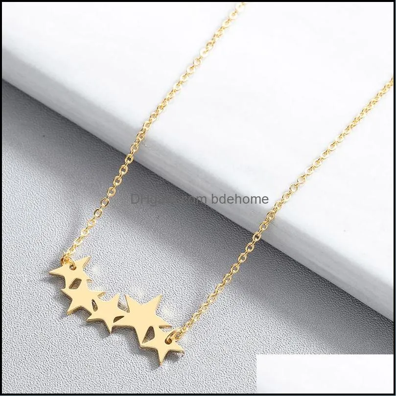 rose golden stainless steel necklaces fivepointed star pendant female simple clavicle chain jewelry gift