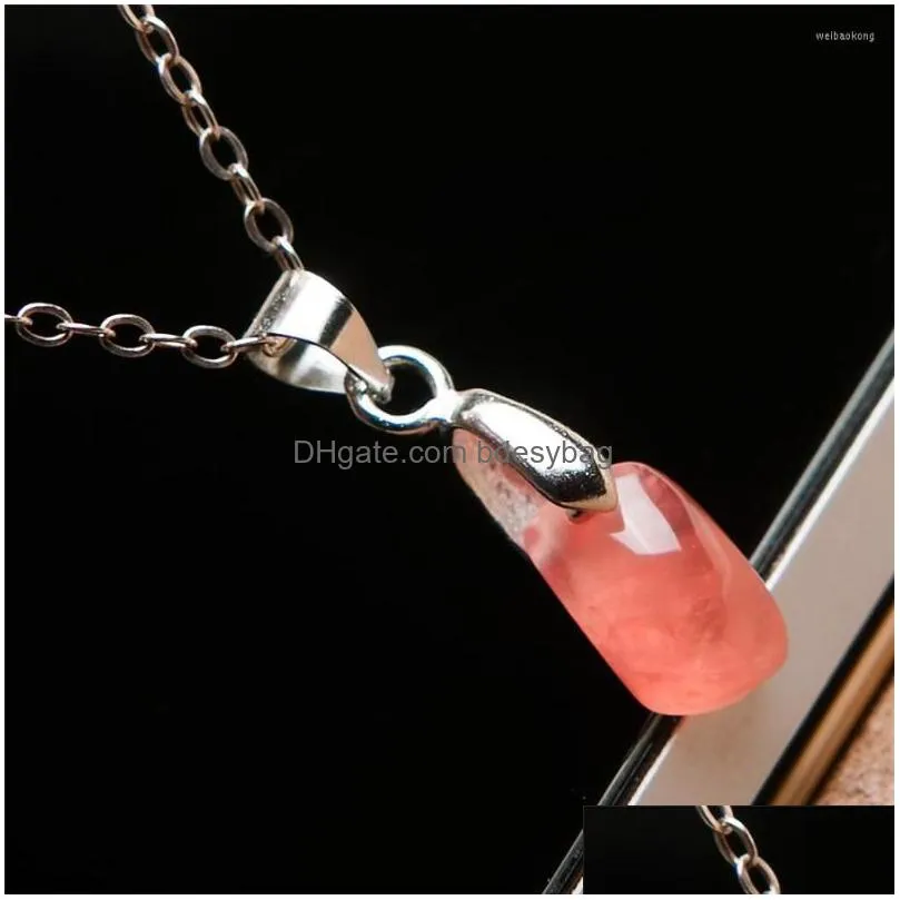 pendant necklaces 10 6 5mm women femme necklace charm love natural red rose rhodochrosite gems stone rhombus bead jewelry crystal