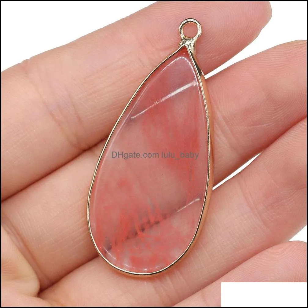 natural stone water drop rose quartz turquoise pendant charms diy for druzy bracelet necklace earrings jewelry making