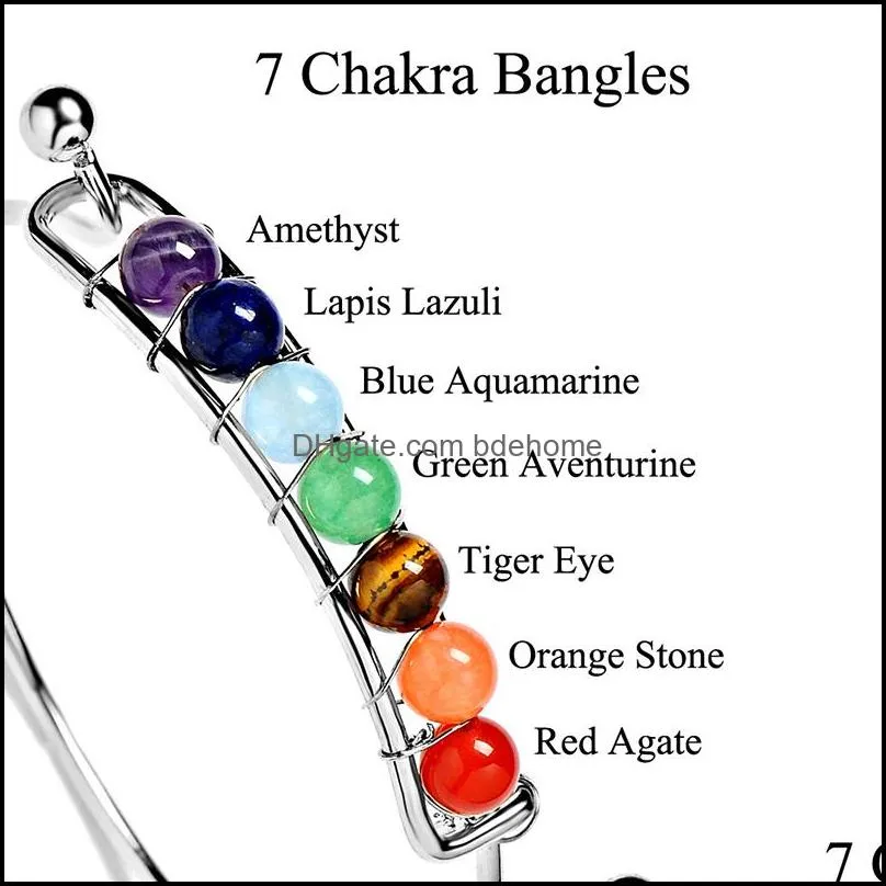 fashion 7 chakra wire bangle for women yoga natural stone beads charm bracelets reiki spiritual buddha 2019 personalized jewelry in