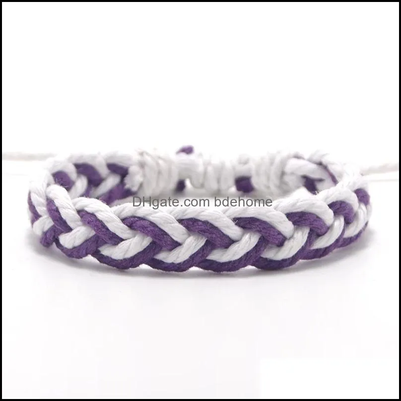 casual handmade vintage cotton rope charm bracelet for women men adjustable string bracelet jewelry gift