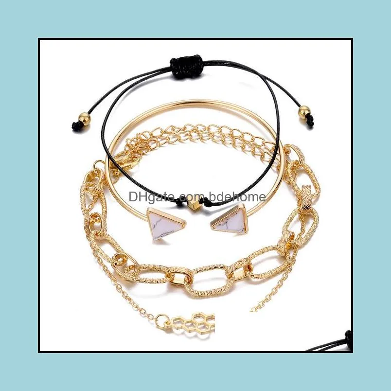 bohemian gold beads pearl link chain bracelets for women fashion multilayer bracelet set charm bangles jewelry punk