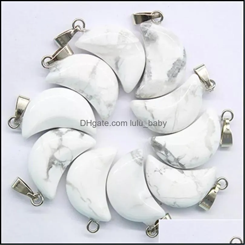 natural stone opal moon necklace healing pendants charms diy for jewelry accessories making