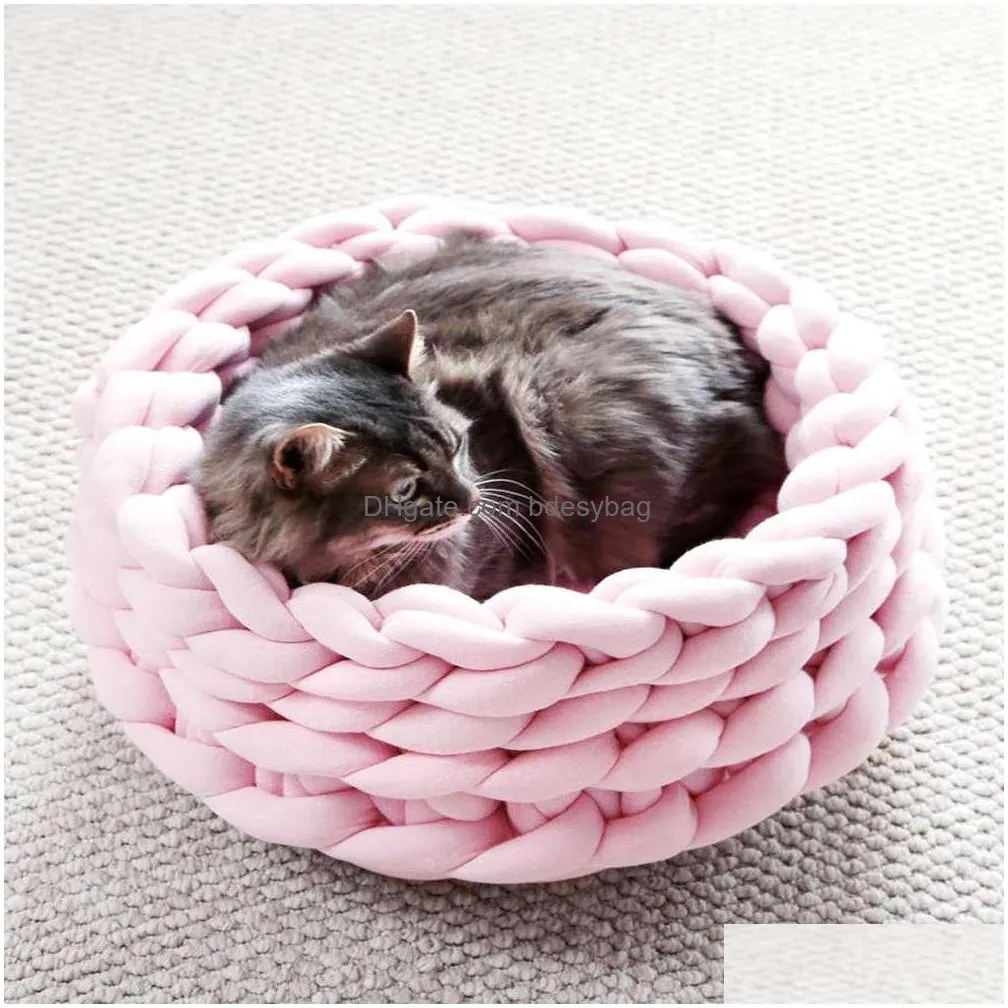 cat beds furniture knitted pet bed dog puppy pillow house soft warm mat mini comfortable nest kennel supplies1