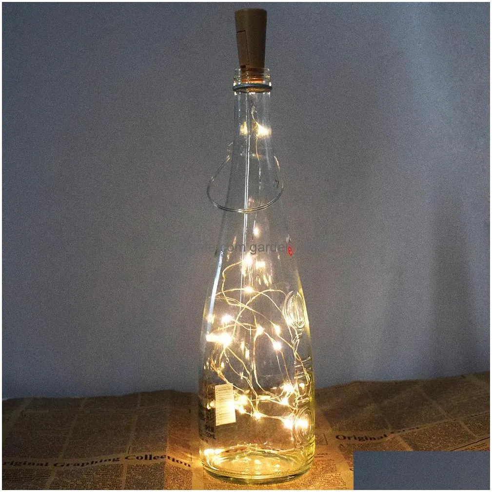 1m 10led 2m 20led lamp cork shaped bottle stopper light glass wine led copper wire string lights for xmas party wedding halloween