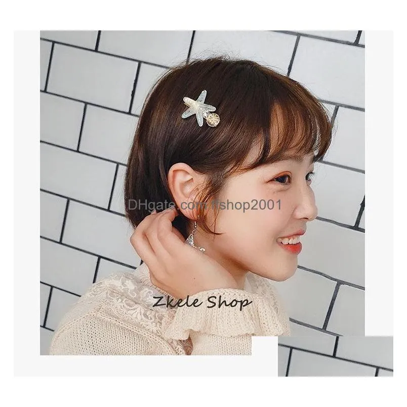 fashion jewelry cute starfish hair clip barrette women girls hairpin dukbill toothed barrettes