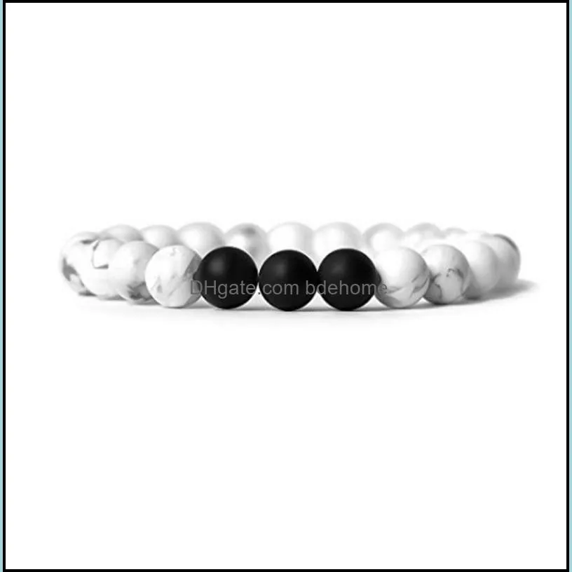 natural stone bracelets for women men handmade 8mm yoga beads bangle black matte agate tiger bracelet fashion jewelry b574s f