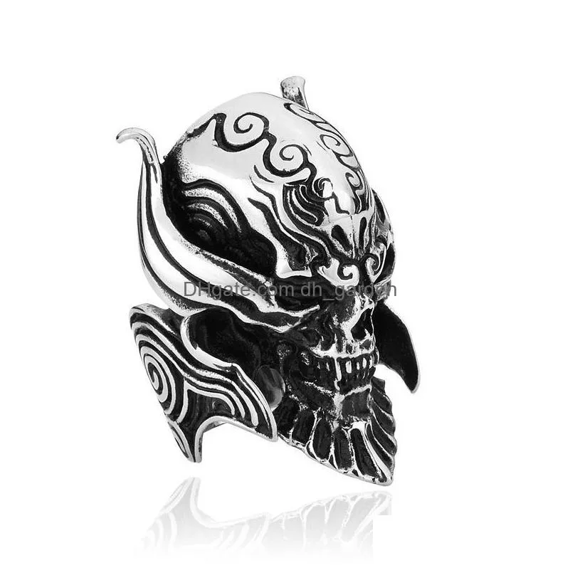 cluster rings stainless steel huge war skull ring garojapan skeleton biker jewelry for man
