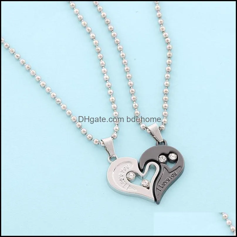 fashion couples brick heart shaped pendants necklace for friendship two piece jewelry valentines day gift