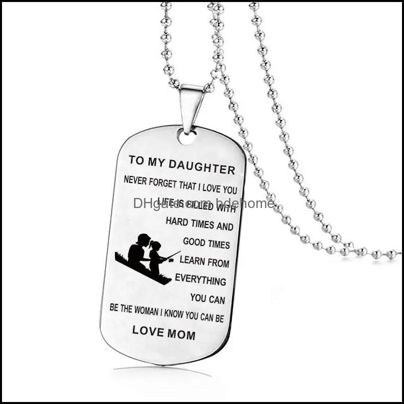 to my son to my daughter inspirational necklaces for boys girls stainless steel dog tag pendant beads chains dad mom jewelry gift