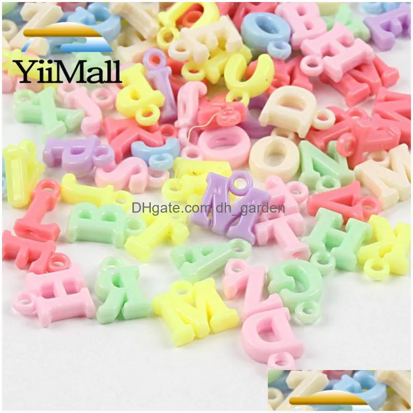100pcs mixed acrylic letter charms pendants for handmade children bracelet necklace charm diy jewelry accessories 14mm