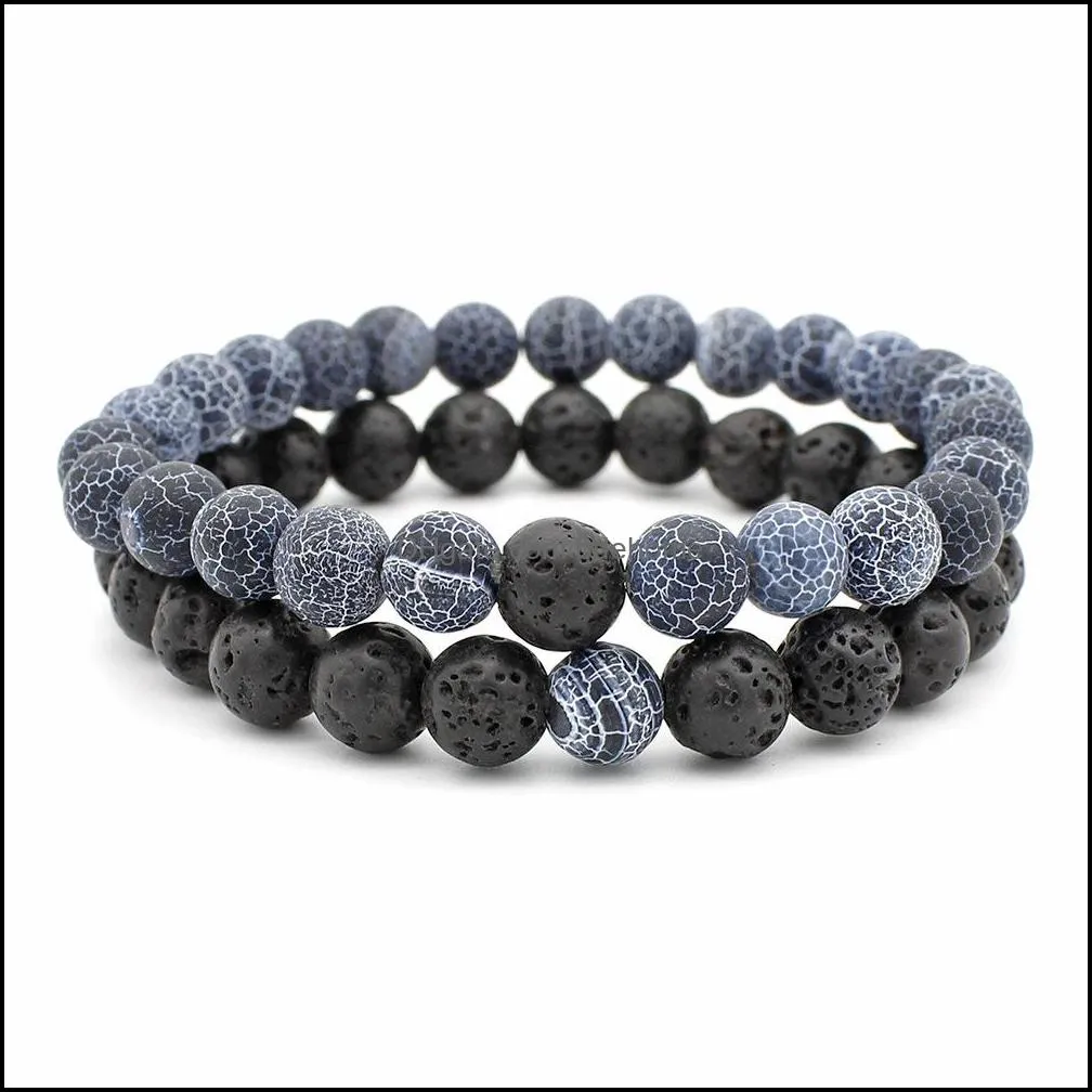 couple bracelet turquoises black matte natural stone bangle 8mm elastic rope beaded bracelets for women jewelry q92fz
