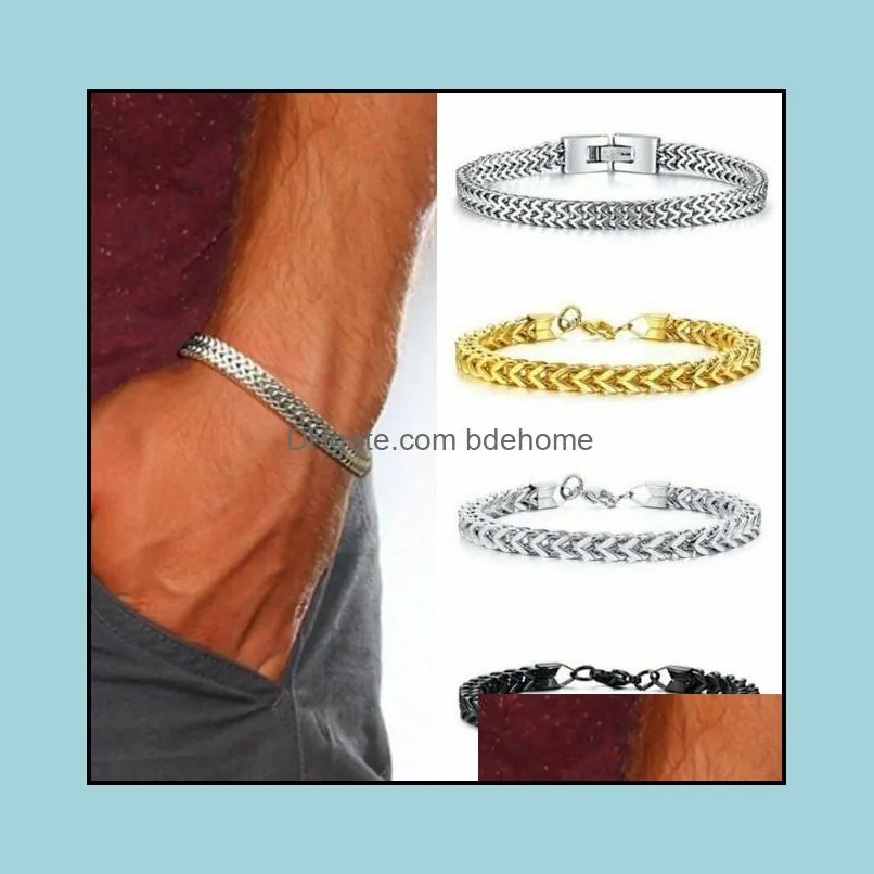 casual men chain bracelet good quality stainless steel male personal charm bracelets