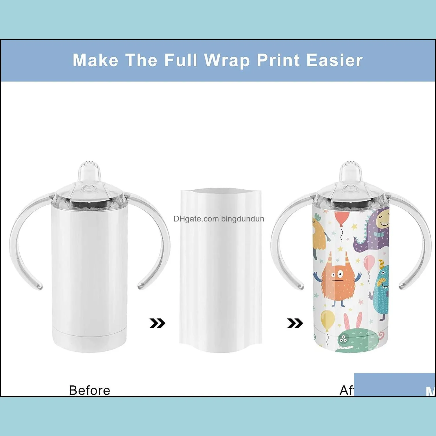 12 oz sublimation white blank straight sippy cup insulated stainless steel tumblers with screwon by sea rra12479