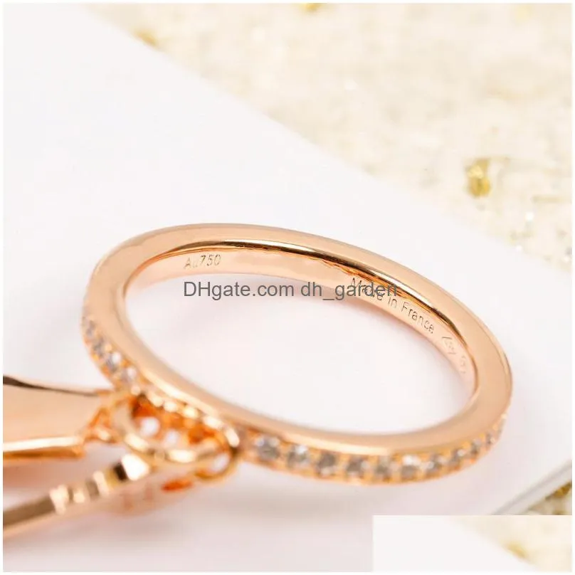 cluster rings brand pure 925 sterling silver jewelry for women key lock rose gold wedding luxury engagement geometric