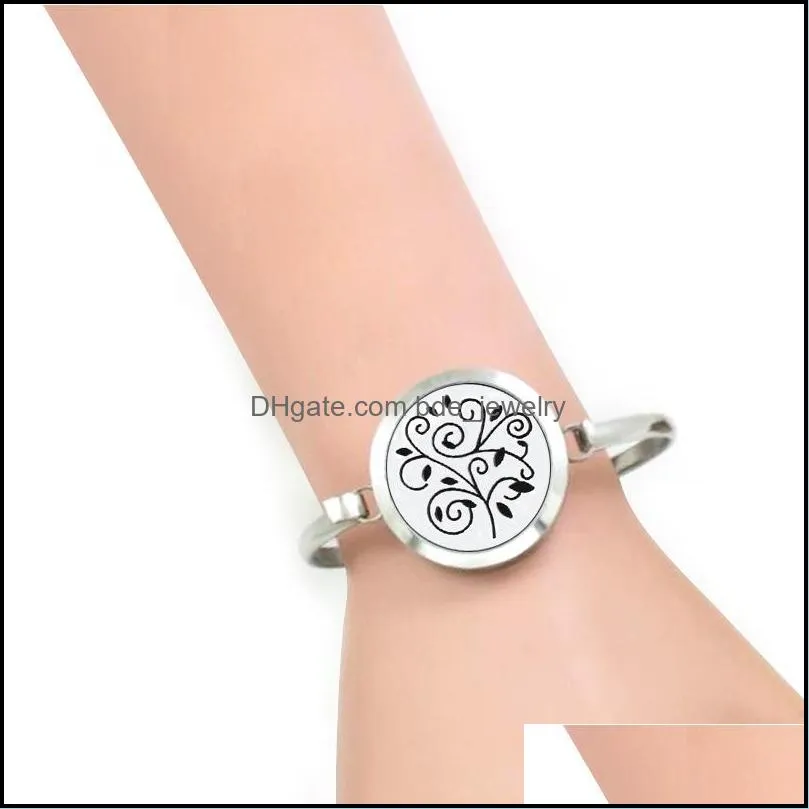 20 design stainless steel aromatherapy bracelets  oil diffuser magnetic open locket charm bangle for women men perfume jewelry