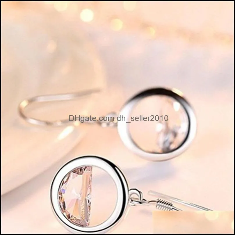 925 sterling silver earrings highquality jewelry woman fashion crystal zircon retro long round hollow earrings 1197 t2