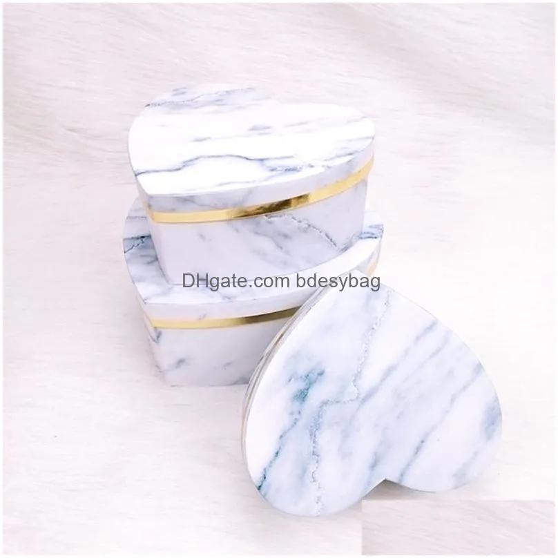 gift wrap three piece set heart marble box packaging flower bouquet decoration party favor gifts package boxes1