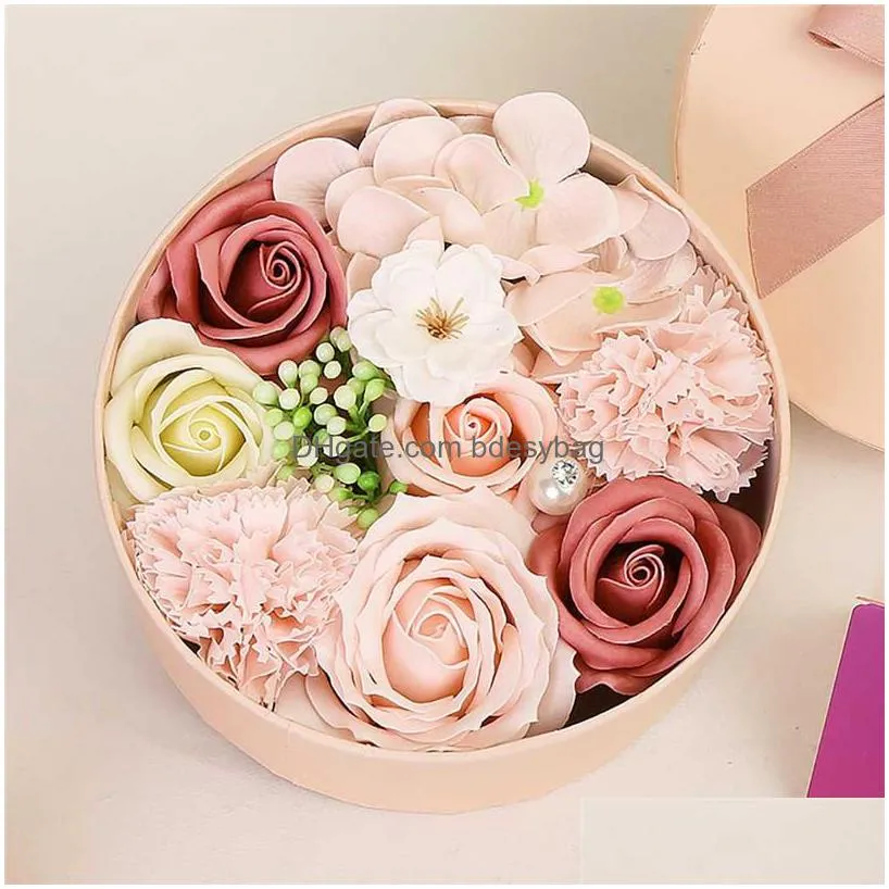 decorative flowers wreaths valentines day diy soap flower gift rose box bouquet wedding festival home decorations 4d111