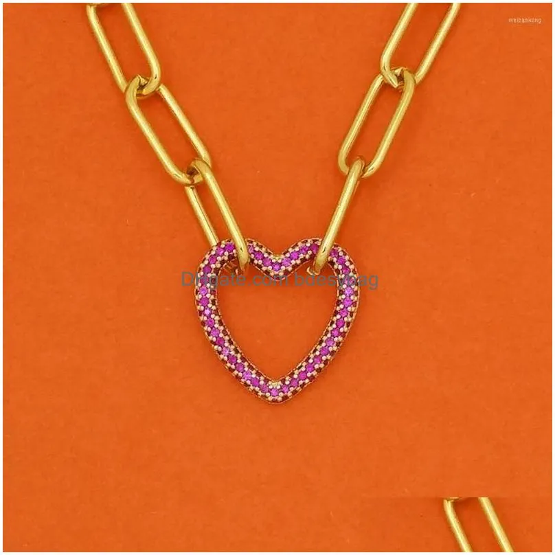 pendant necklaces cubic zirconia oval heart star necklcaces pink color jewelry for women style fashion cz zircon statement necklace