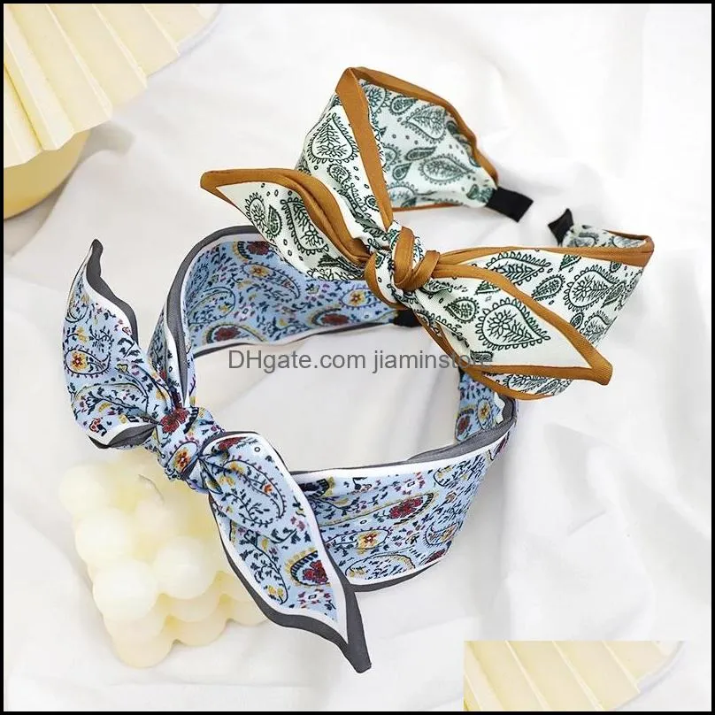 fashion bohemian floral print headband bow knot hair hoop for women simple cross girls hairbands girls hair accessories gift