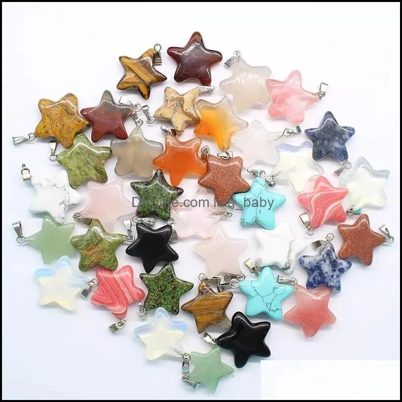 natural stone opal pink quartz star healing pendants charms diy for jewelry accessories making