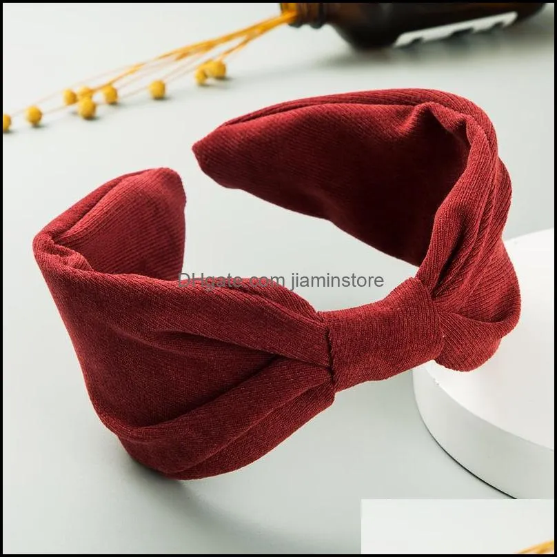 2021 fashion women solid hairband top knot turban headband hair hoop wide black yellow red hair bands bezel hair accessories