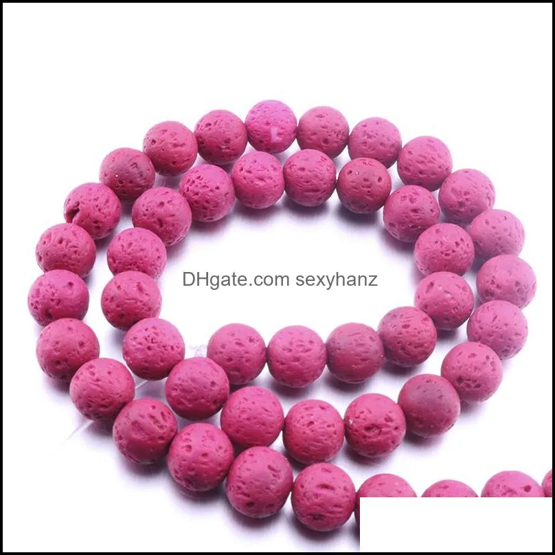 48pcs/lot 8mm colourful lava stone volcanic rock round loose beads ball diy essential oil diffuser jewelry bracelet making