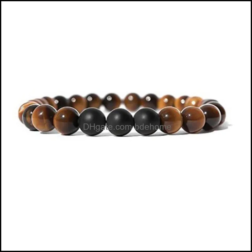 natural stone bracelets for women men handmade 8mm yoga beads bangle black matte agate tiger bracelet fashion jewelry b574s f