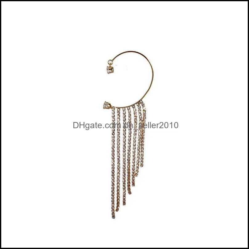 geometric ctype dangle tassel earrings luxury flash diamond personality ear clip pierced female earrings 1920 t2