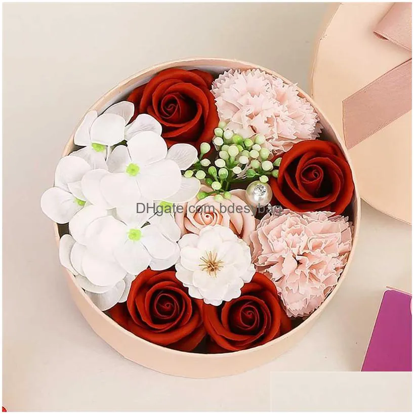 decorative flowers wreaths valentines day diy soap flower gift rose box bouquet wedding festival home decorations 4d111